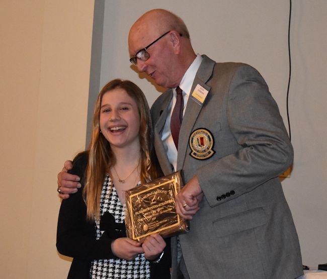 Fredonia AAU All-American diver Elizabeth Pucci-Schaefer and CSHOF president Randy Anderson.