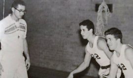Al Stuhlmiller coaching up Mike Criscione (brother of inductees Pete and Dave) and Bob Patterson at Dunkirk High in 1963.
