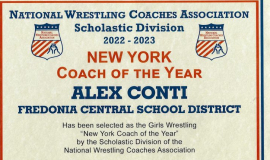 NWCA New York Coach of the Year Alex Conti. 2022-2023.