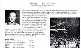 Amy King's Daemen College basketball program bio. 1995-96.