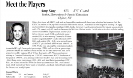 Amy King's Daemen College basketball program bio. 1998-99.