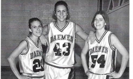 1997-98 Daemen College team captains Amy King, Deanna Celej and Victoria Miller.