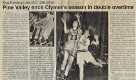 Pine Valley ends Clymer season in double overtime. February 1995.