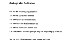 Garbage Man Dedication by Art Asquith and Hal Sander.