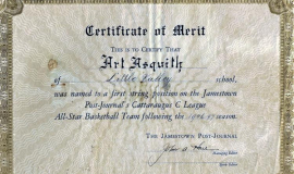 <em>Post-Journal</em> 1947 Cattaraugus County All-Star basketball team certificate.