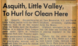 Asquith, Little Valley To Hurl for Olean Here. 1953.
