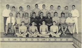 Ohio State Swim Team. Bill Radack is in middle row of the back row. 1957.