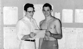 Coach Dick Bower with Bill Radack. 1954.