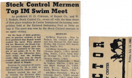 Stock Control Mermen Top IM Swim Meet. July 13, 1963.
