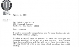 Letter from WFL. April 2, 1974.