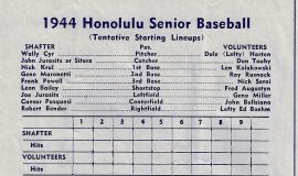 1944 Honolulu Senior Bowl lineup card.
