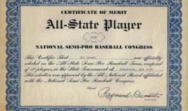 All State baseball certificate, 1947.