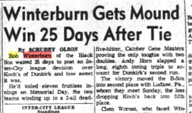 Winterburn Gets Mound Win 25 Days After Tie. June 25, 1960.