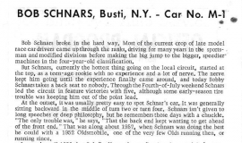 Bobby Schnars - Stateline Speedway Program Biography, 1965.