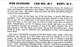Bobby Schnars - Stateline Speedway Program Biography, 1966.