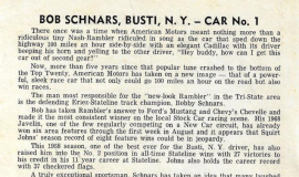Bobby Schnars - Stateline Speedway Program Biography, 1968.