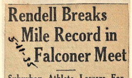 Rendell Breaks Mile Record in Falconer Meet. May 11, 1935.