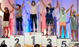 Cheryl Burns finished third in the sprint triathlon at the 2021 USA Age Group National Championships in Milwaukee, Wisconsin.