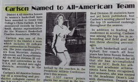 Carlson Named to All-American Team. 1991.
