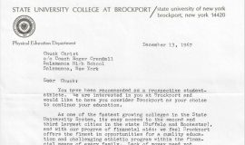 Recruiting letter from Mauro Pannagio, SUNY Brockport. December 13, 1967.