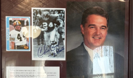 Display honoring Chuck Crist at the Salamanca Historical Society Hall of Fame.