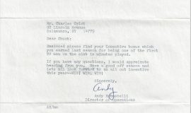 Incentive bonus from NY Giants. January 16, 1975.