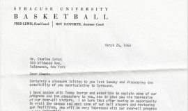 Recruiting letter from Roy Danforth, Syracuse University. March 25, 1968.
