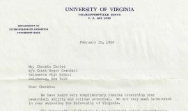 Recruiting letter from  William Gibson, University of Virginia. February 15, 1968.