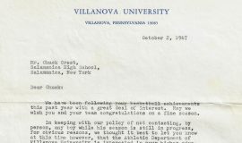 Recruiting letter from Jack Kraft, Villanova University. October 2, 1967..