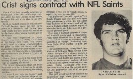Crist signs contract with NFL Saints. May 1976