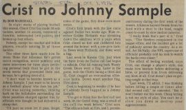 Crist no Johnny Sample. October 1, 1976.