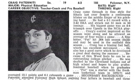 Craig Paterniti Ithaca College 1972 baseball bio.