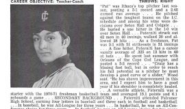 Craig Paterniti Ithaca College 1973 baseball bio.