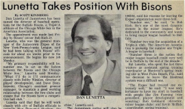Lunetta Takes Position With Bisons. October 1984.