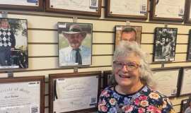 Dan Stimson's widow, Rosemary, visited the CSHOF on July 12, 2023.