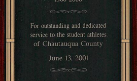 Chautauqua County Athletic Association service award to Dennis Meszaros. June 13, 2001.