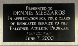 Falconer Athletic Program appreciation award. June 7, 2000.