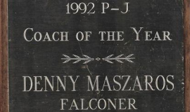 <em>Post-Journal</em> Coach of the Year award to Dennis Meszaros. 1992.