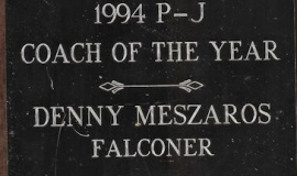 <em>Post-Journal</em> Coach of the Year award to Dennis Meszaros. 1994.