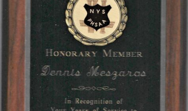 New York State Public High Schools Athletic Association honorary membership award. 1999.