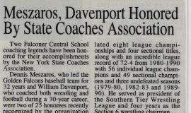 Meszaros, Davenport Honored By State Coaches Association. 2001.