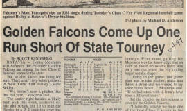 Golden Falcons Come Up One Run Short Of State Tourney. June 4, 1997.
