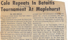 Cole Repeats In Bataitis Tournament At Maplehurst. July 10, 1978.