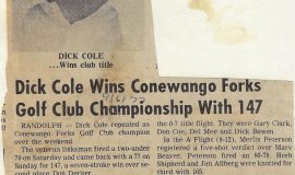 Dick Cole Betters Wins Conewango Forks Golf Club Championship With 147.  September 6, 1977.