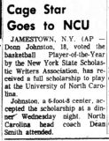 Cage Star Goes to NCU.  May 1, 1969.