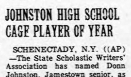Johnston High School Cage Player Of Year. April 14, 1969.
