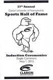 Clarion University Sports Hall of Fame induction program. May 1, 2015.