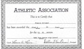 Kane Area Senior High  track  certificate, 1965.