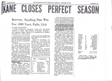 Kane Closes Perfect Season. October 29, 1962.