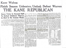 Kane Wolves Finish Season Unbeaten, Untied; Defeat Warren. 1962.